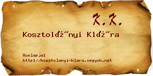 Kosztolányi Klára névjegykártya